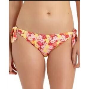 California Wave Honeycomb Yellow Floral Hipster Bikini Bottoms - L